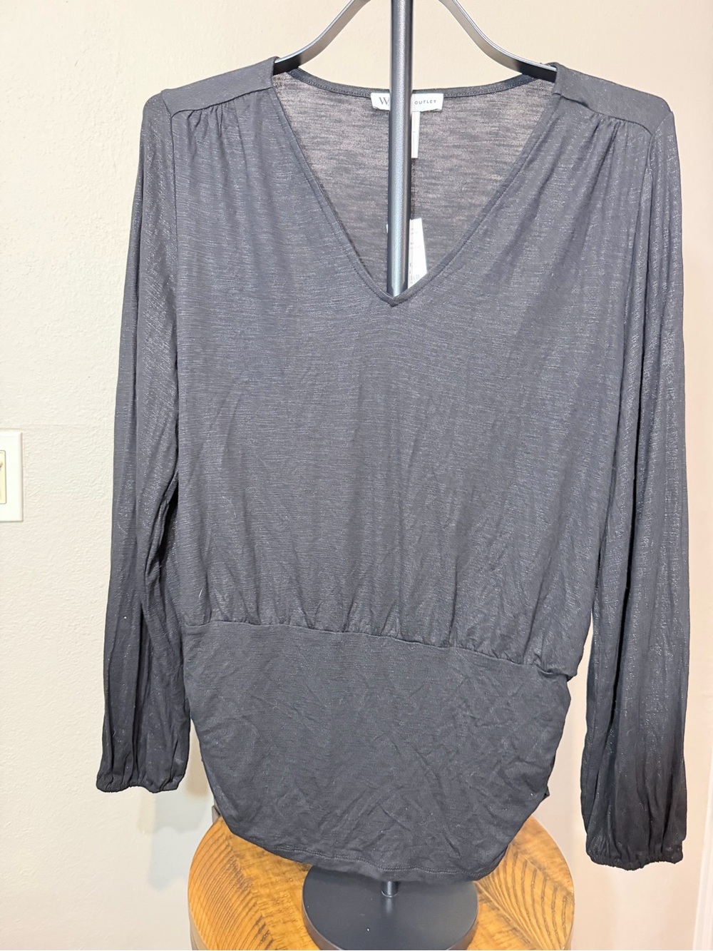 NWT White House Black Market Outlet Black Sparkle Holiday Christmas Blouse M